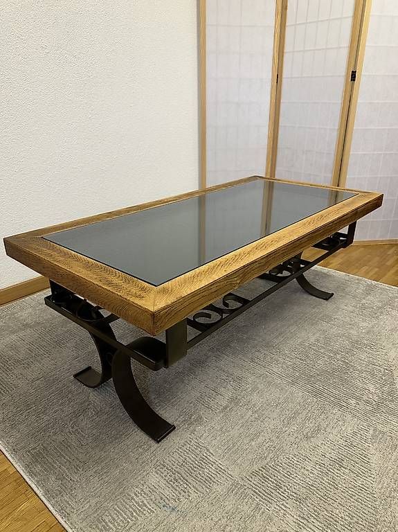 Tavoli: Couchtisch mit Glasplatte & anthrazitfarbener Ablage – Usato da Effretikon venduto da bek_6sgb