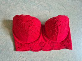 BH 80 C ROT LA PERLA BUSTIER,  TOP ZU SHORTS HOSE JEANS