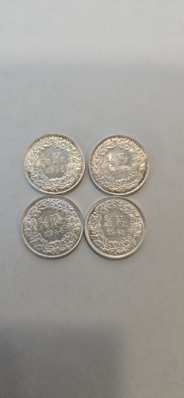 Alle Münzen: 4x pieces 50cts 1942 - 1948 – Gebraucht aus Fribourg von yan_z5fr