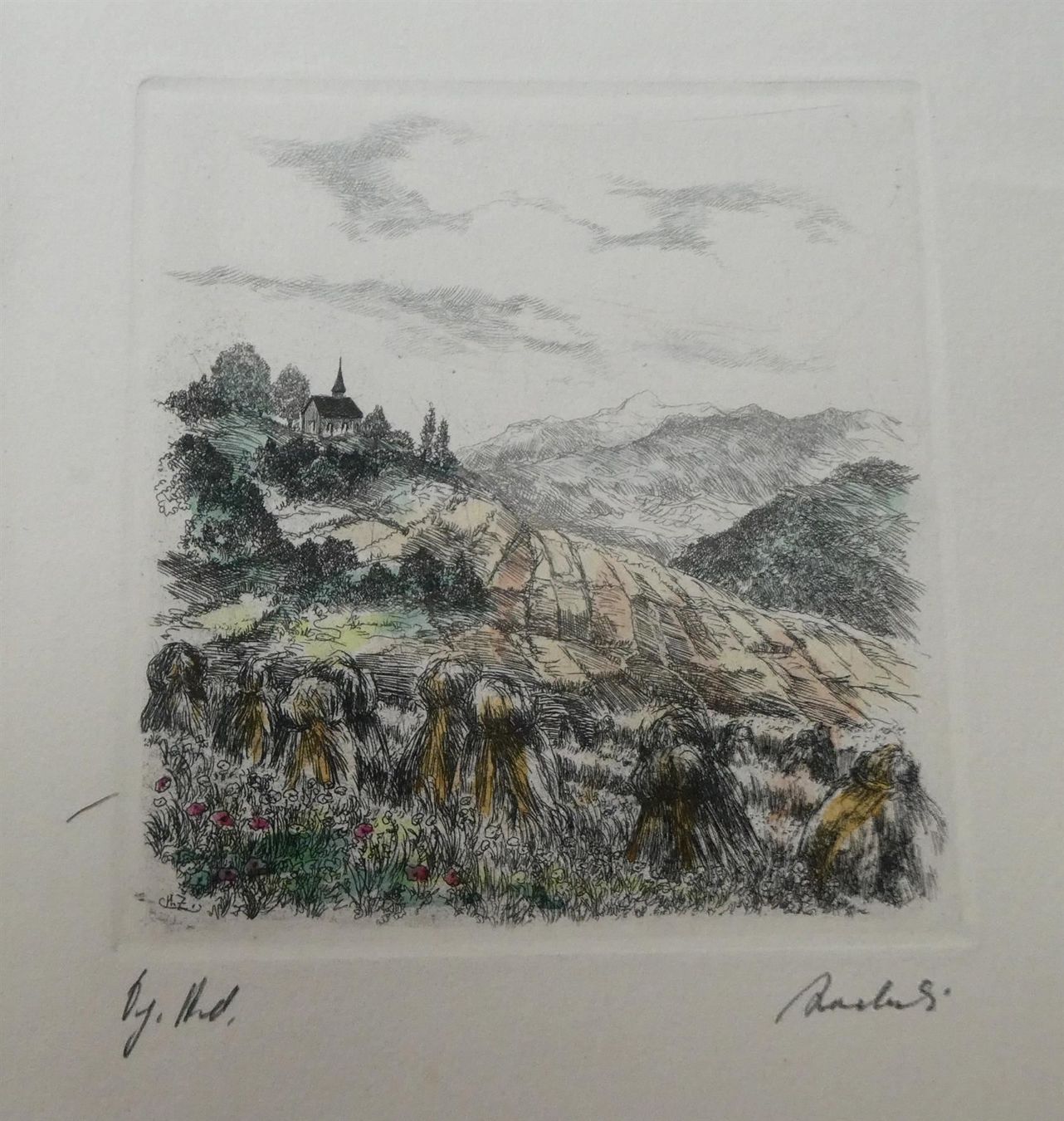 Gemälde: Original Radierung  Landschaft Heinzen – Gebraucht aus Frauenfeld von Astra13 2