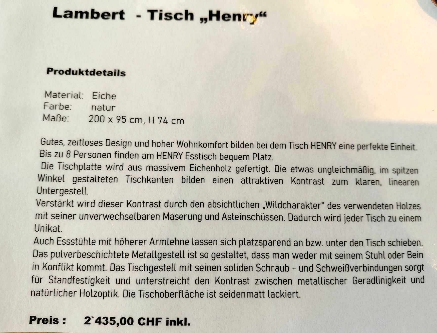 Lambert Tables: Esstisch Lambert "Henry" – D'occasion à Altendorf par 62303AMAX 4