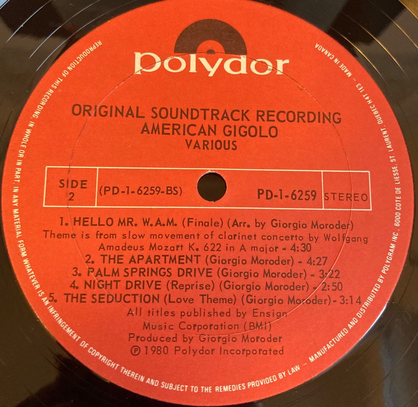 Dischi in vinile: Giorgio Moroder - American Gigolo - Original Soundtrack LP – Nuovo (secondo la descrizione) da Wettingen venduto da 12.Zoll.Vinyl 3