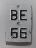 Velonummer BE 66 weiss Mofanummer plaque Mofa