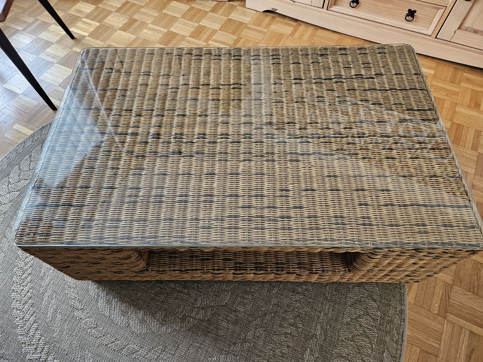 Tavoli: Rattan Couchtisch mit Glasplatte – Usato da Bettingen venduto da bebbels01 2