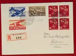 FLUGPOST R TAG DER BRIEFMARKE WINTERTHUR RARON WALLIS 1944