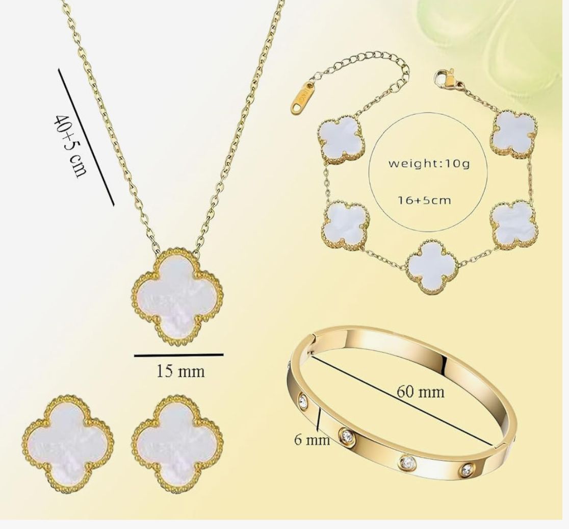 Sonstiger Schmuck: 18K Vergoldet Vierblättrige Schmuck Set – Neu und originalverpackt aus Hemmental von BlingBling1 3