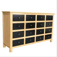 Moderne Massivholz-Kommode mit schwarzen Schubladen