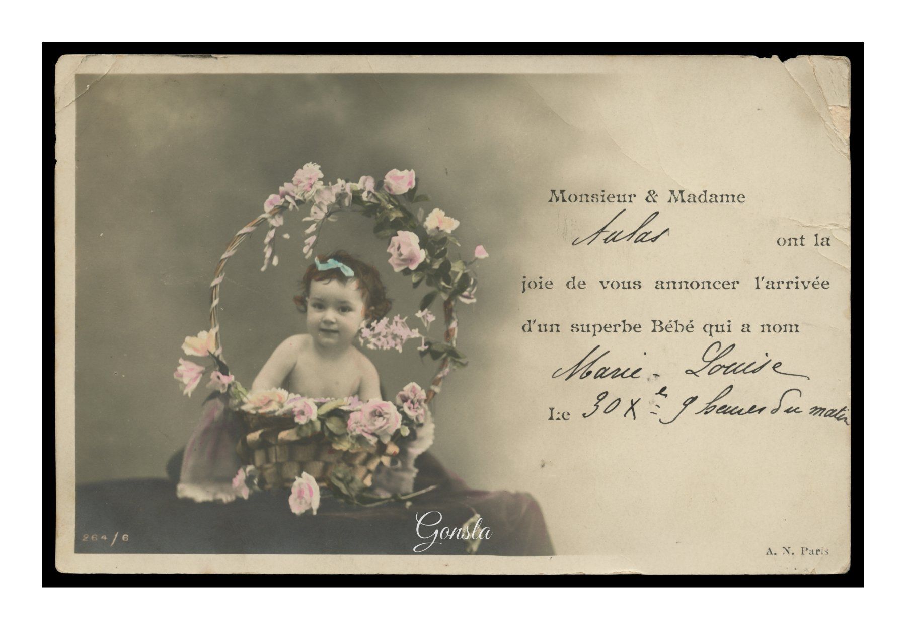 Cartoline postali: ENFANTS - 1908 "Naissance" (Lot de 2x C.P.) – Usato da Onex venduto da gonsla01 3