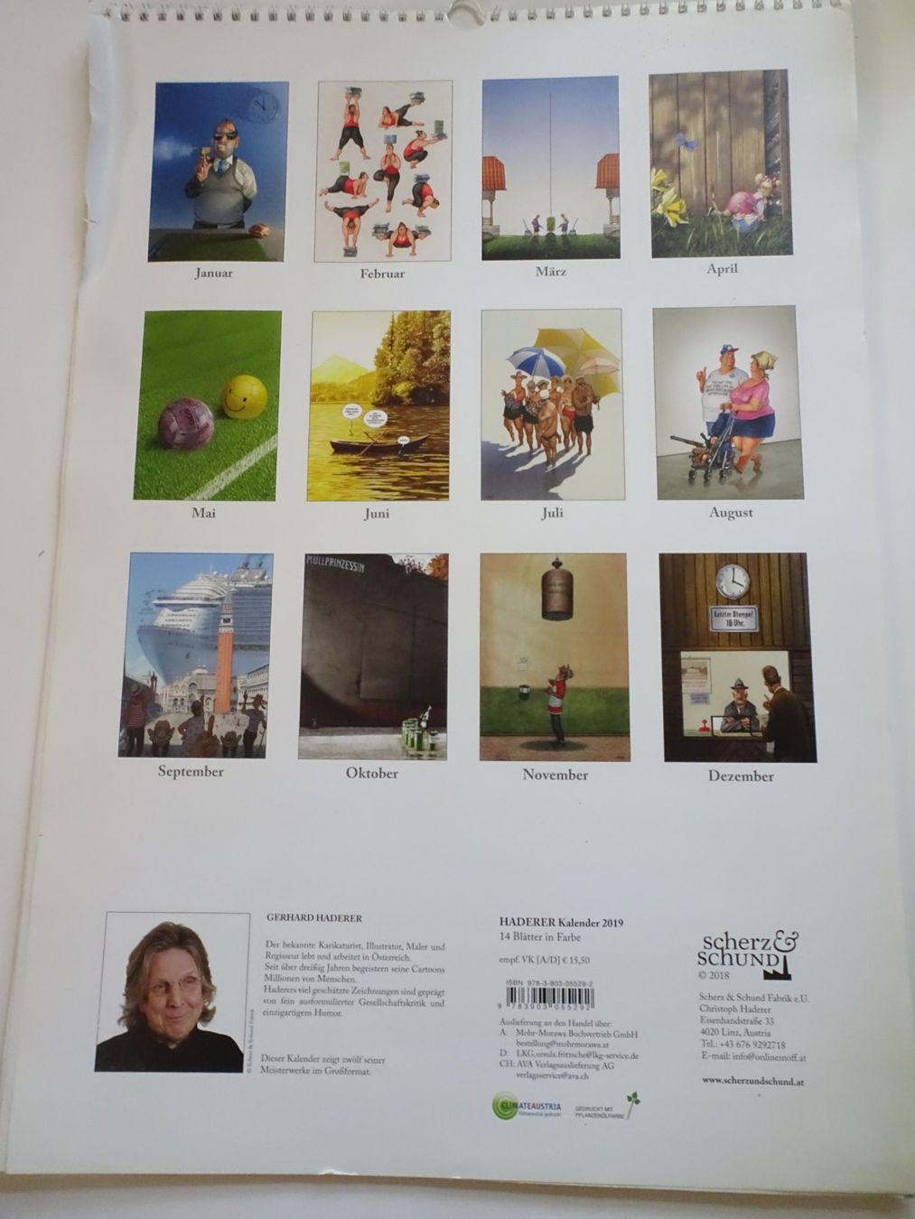 Kalender: Haderer Kalender 2019 Gerhard Haderer , 50 x 34.5 cm – Gebraucht aus Schönenwerd von schnitzunddrunter 1
