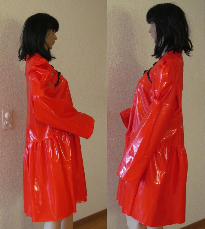 Leder Mantel Für Damen LACKINA Langes Schwarzes Lack-Kostüm 2 - Foto 2