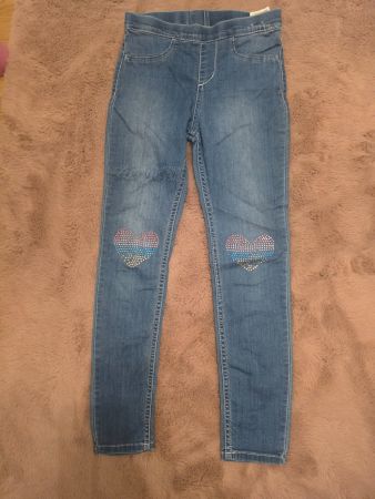 Mädchen Leggings H&M Jeansoptik Herz Motiv Grösse 134