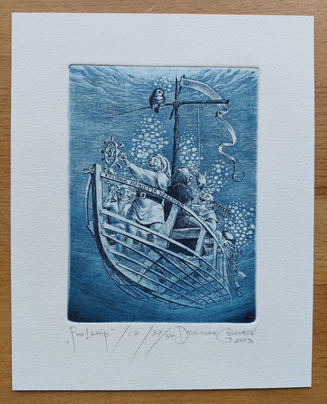 Gemälde: Exlibris Desislav Gechev - Original Radierung "Fool Ship" – Gebraucht aus Obfelden von Exlibris-Art