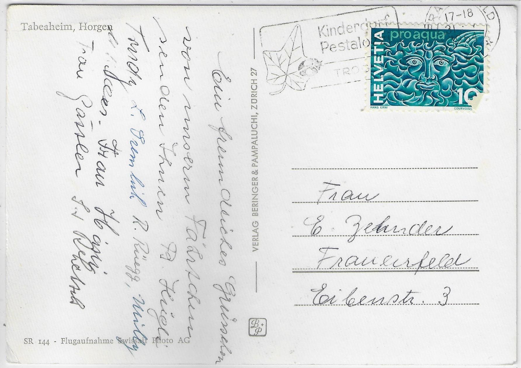Cartoline postali: Flugaufnahme Tabeaheim - Horgen – Usato da Ettingen venduto da Kartenplanet 1