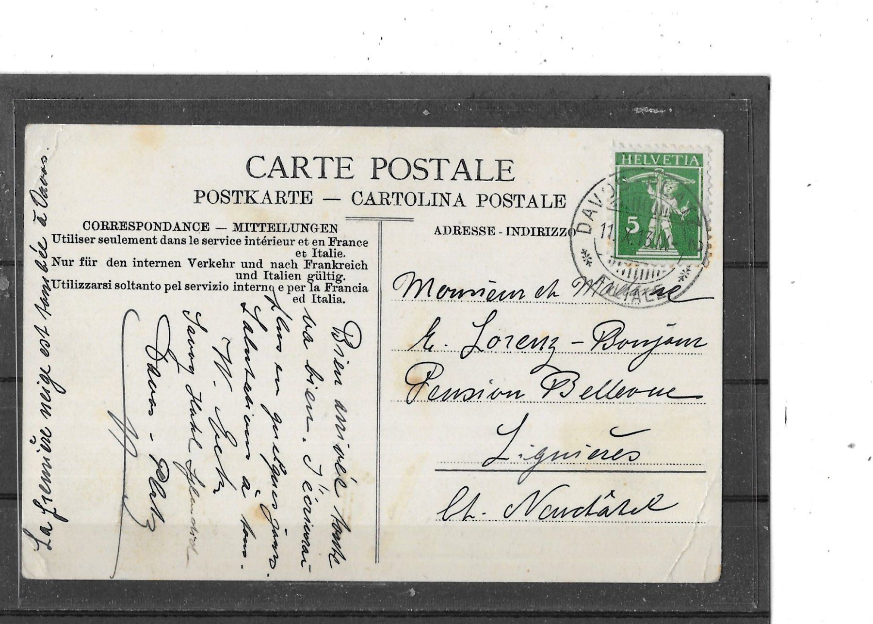 Cartoline postali: GR Davos gegen Süden 1913 – Usato da Schocherswil venduto da Wilare 1