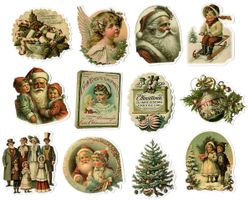 Nostalgische Weihnachtssticker, Vintage, 12 Stk. Set 3