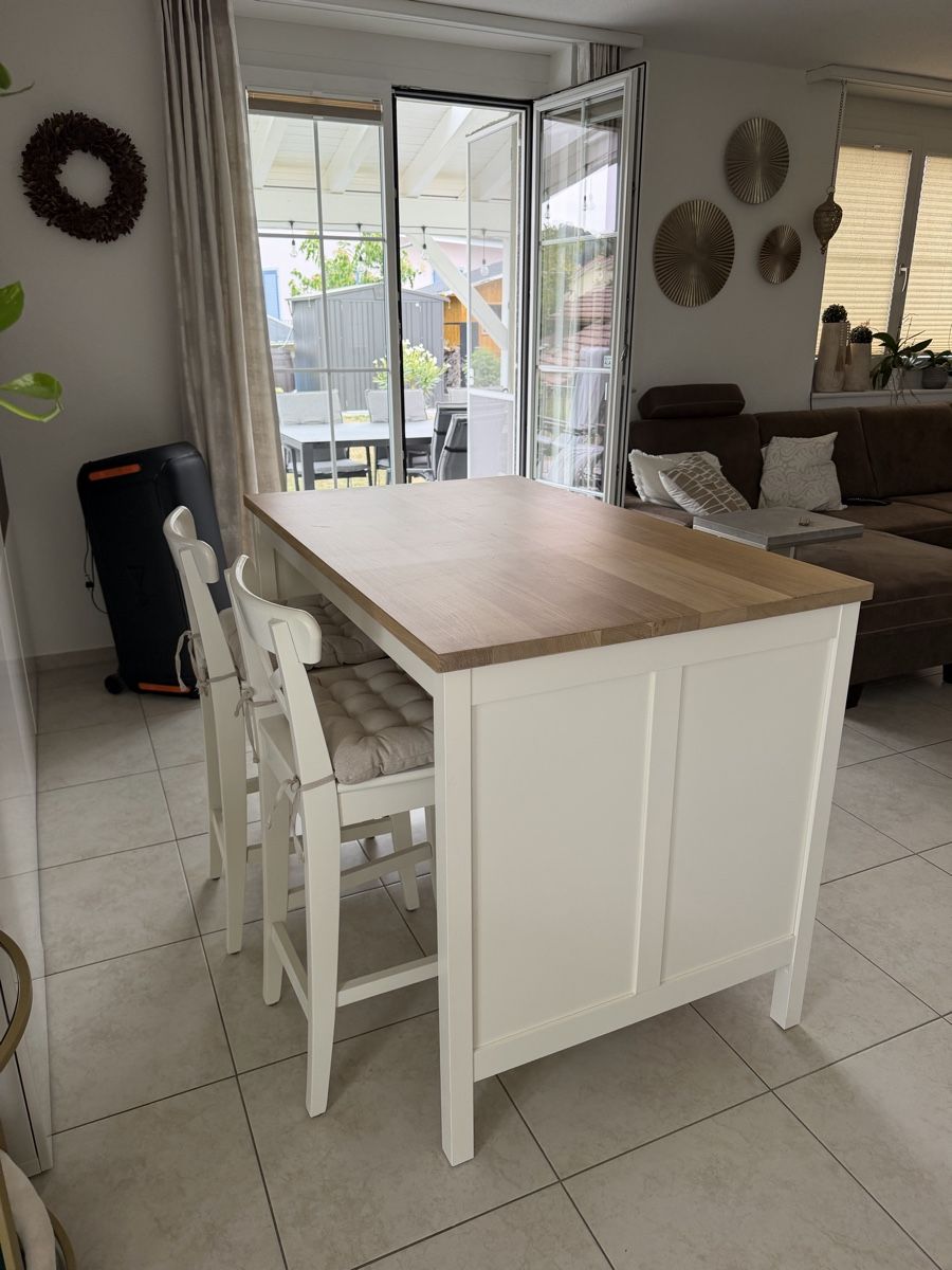 Allestimento di negozi e stand fieristici: Kücheninsel TORNVIKEN weiss/Eiche 126x77 cm gut erhalten – Nuovo (secondo la descrizione) da Schupfart venduto da jummimaus 1