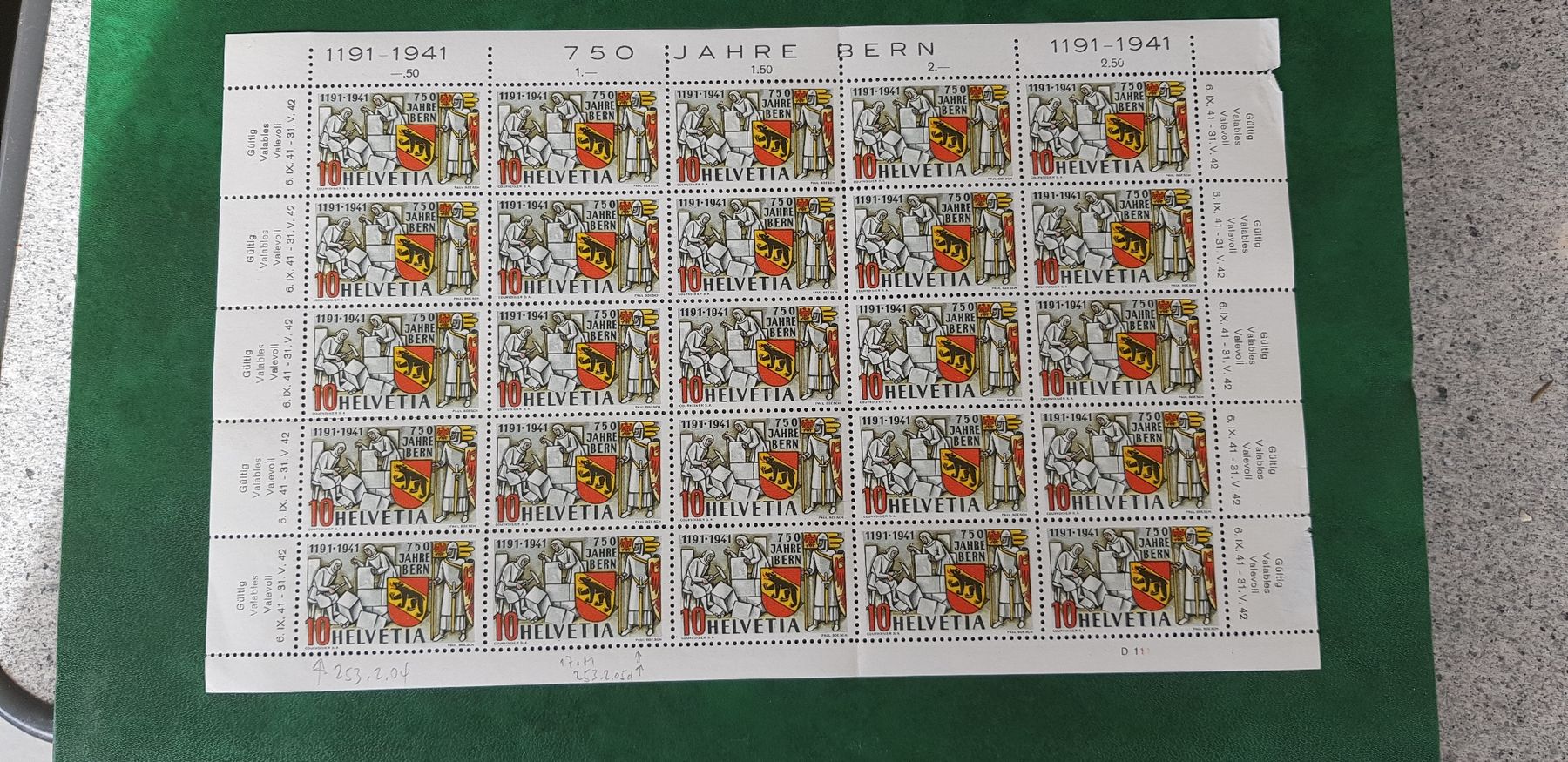 Tutti i francobolli: Briefmarken Bogen postfrisch Jahegang 1941 – Usato da Jona venduto da Glareola