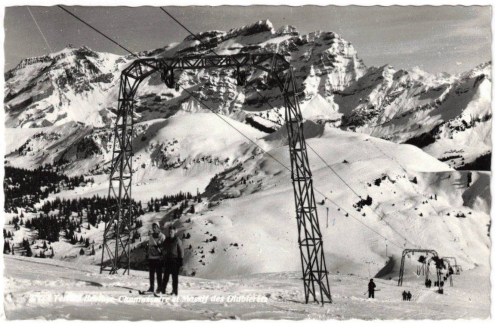 Ansichtskarten: Villars Chamossaire - Skilift mit les Diablerets – Gebraucht aus Binningen von Mountainrider