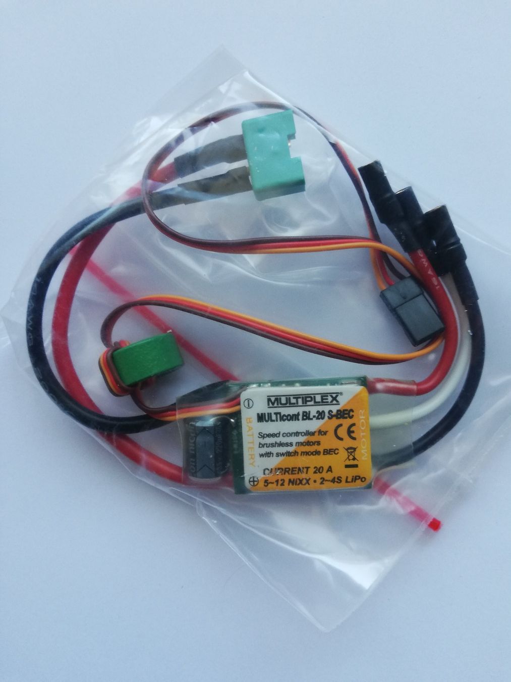 Multiplex Modellismo RC: MULTIPLEX MULTIcont BL-20 Brushless-Regler mit S-BEC – Nuovo e nell'imballaggio originale da Flüh venduto da AMS-Modellbau 1