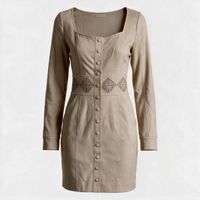 Guess Dress Long Sleeve Beige Size 4 New with Tags