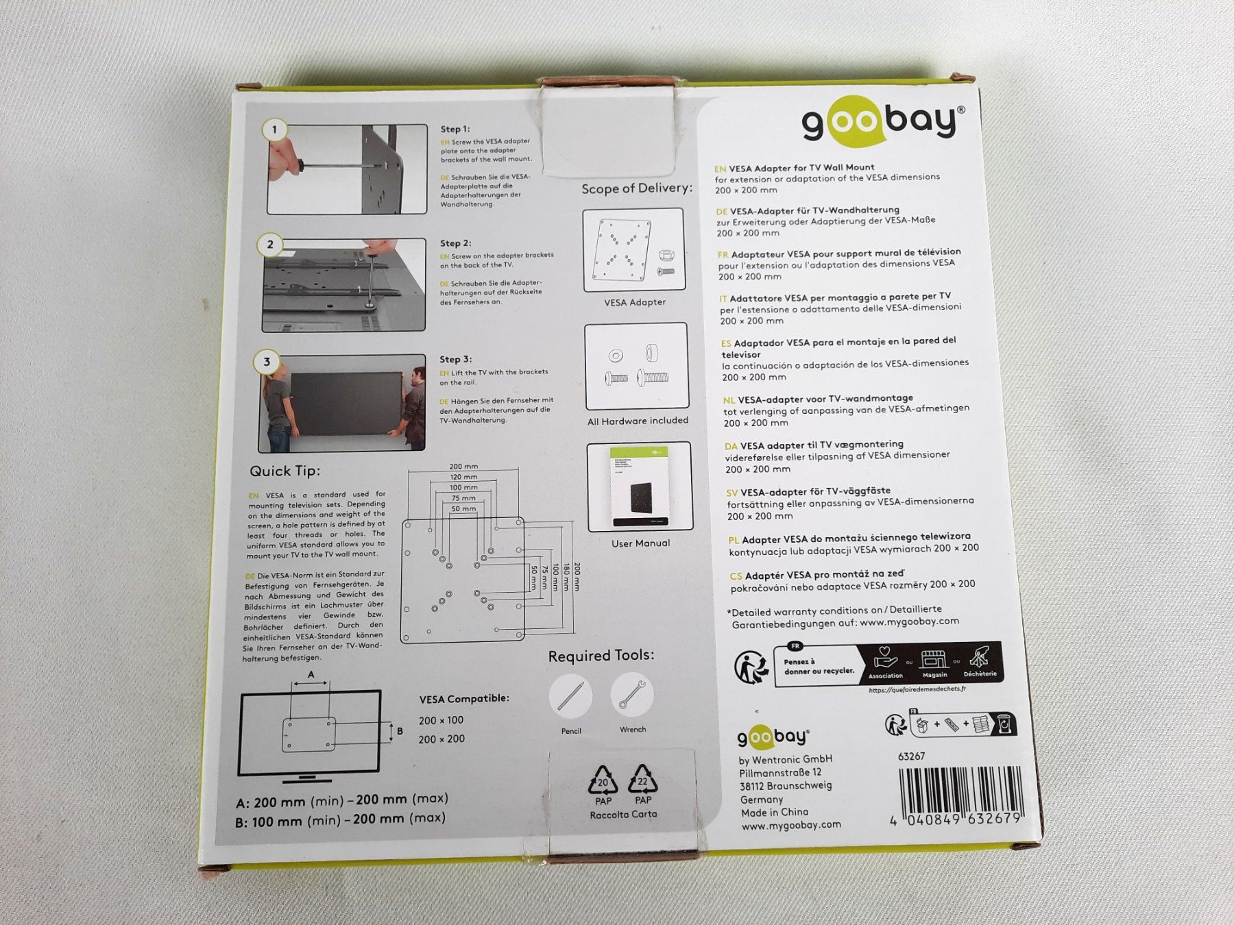 Supporti a parete: GOOBAY Vesa Adapter TV-Wandhalterung – Nuovo (secondo la descrizione) da Beinwil am See venduto da Restwert_Beinwil 4