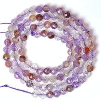 1 Strang natürliche Phantom Amethyst Perlen 4 mm facettiert