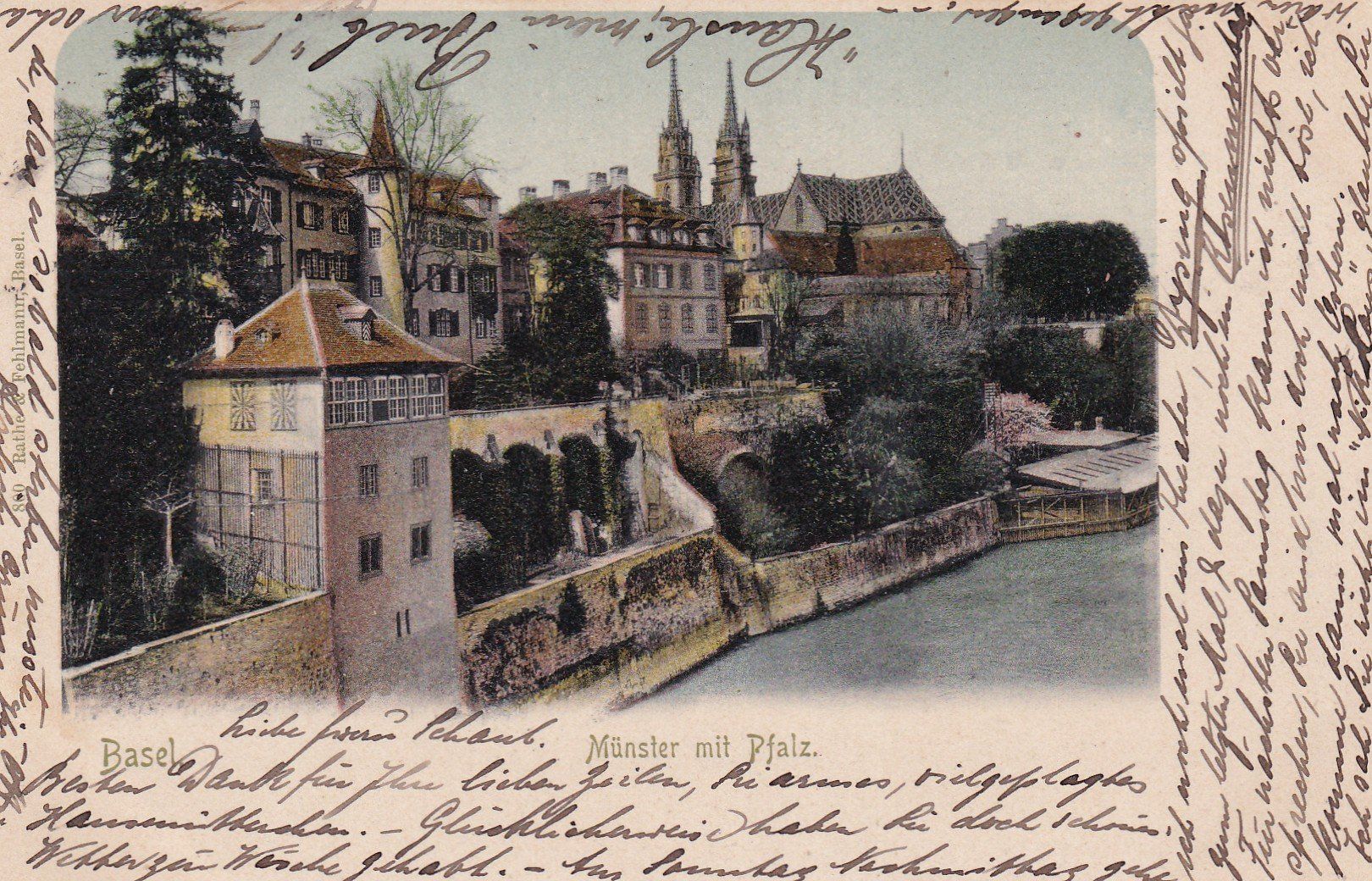 Ansichtskarten: Basel Munster mit Platz 1902 – Gebraucht aus Cormoret von Pascalll2001