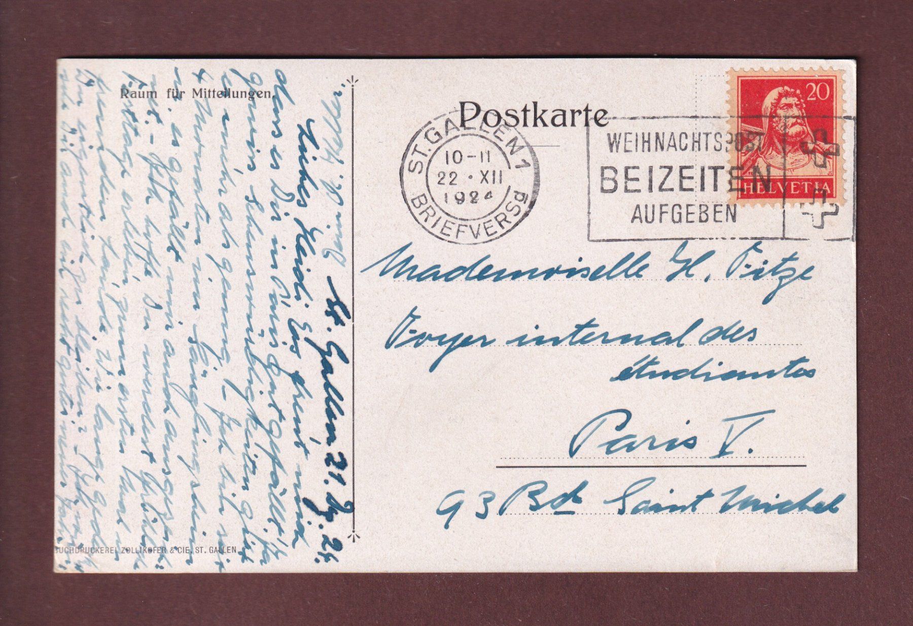 Cartoline postali: ST. GALLEN - Säuglingsheim - 1924 // Eckbug / Falte // – Usato da Pully venduto da nicecards 1