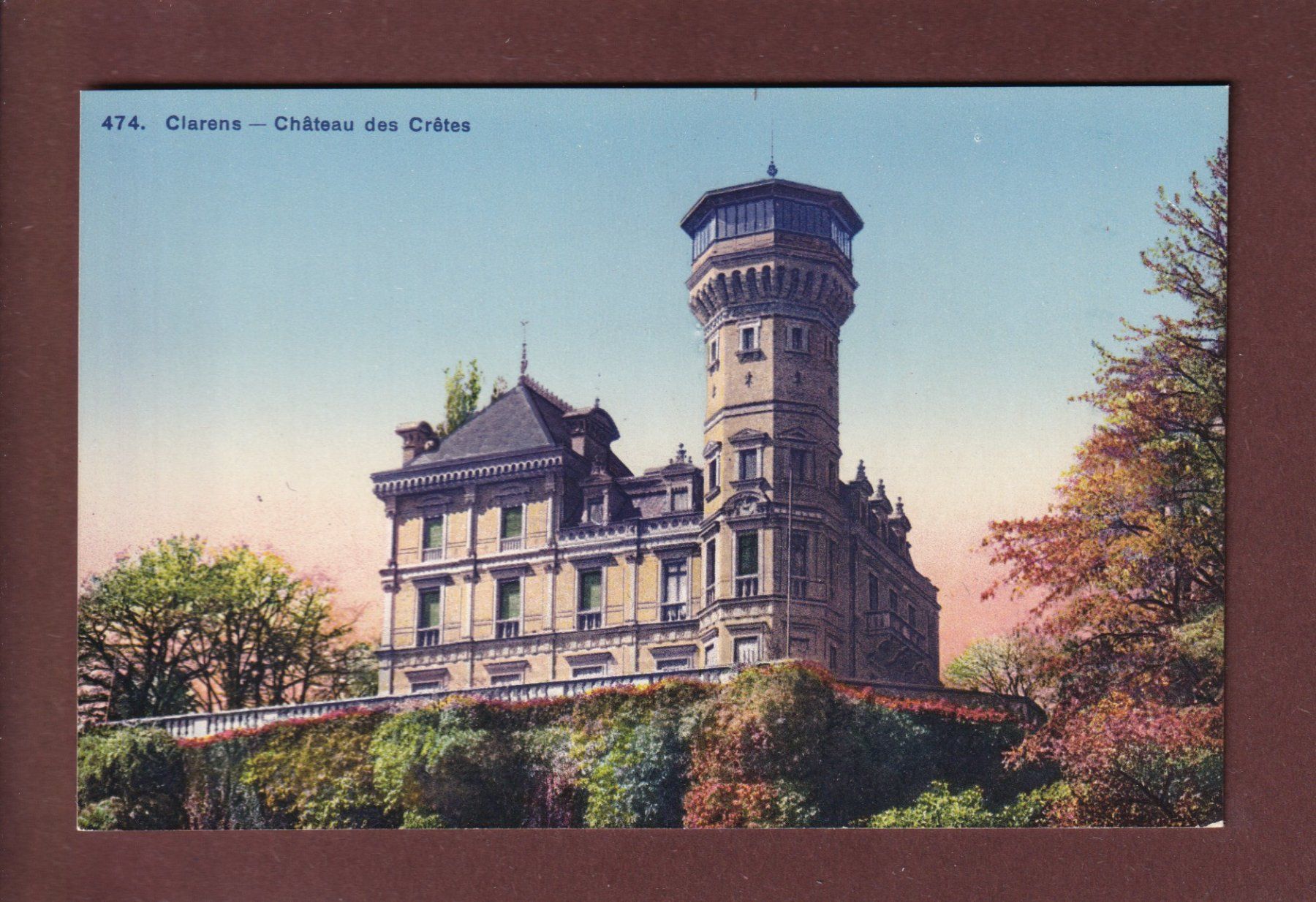 Cartoline postali: CLARENS - Château des Crêtes – Usato da Pully venduto da nicecards