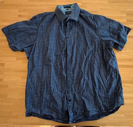 Hemd - PAUL R. SMITH Kurzarm blau fein kariert Gr. XXL