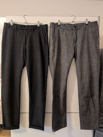 2 Chinos, bügelfrei, slim, W32/L30 + W31/L32, Anthrazit grau