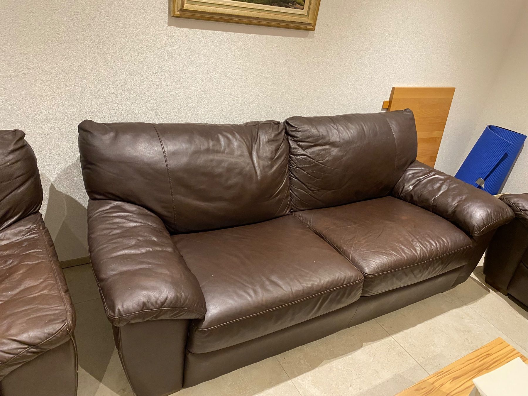 Divani: Echt-Ledersofa-Set 2-teilig – Sofas, dunkelbraun – Usato da Reinach BL venduto da lli_y67n 1