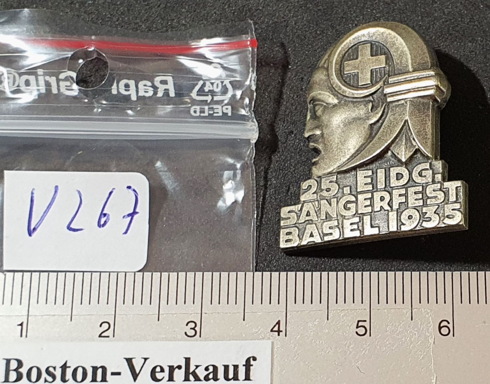 Placchette & Badge: V267 - Brosche 25. Eig. Sängerfest Basel Stadt 1935 – Usato da Reinach BL venduto da Boston-Verkauf 2