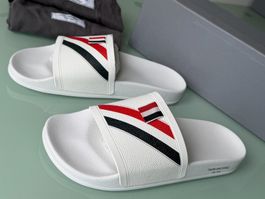 THOM BROWNE Diagonal Stripe Rubber Slide Sandals 42 NEU