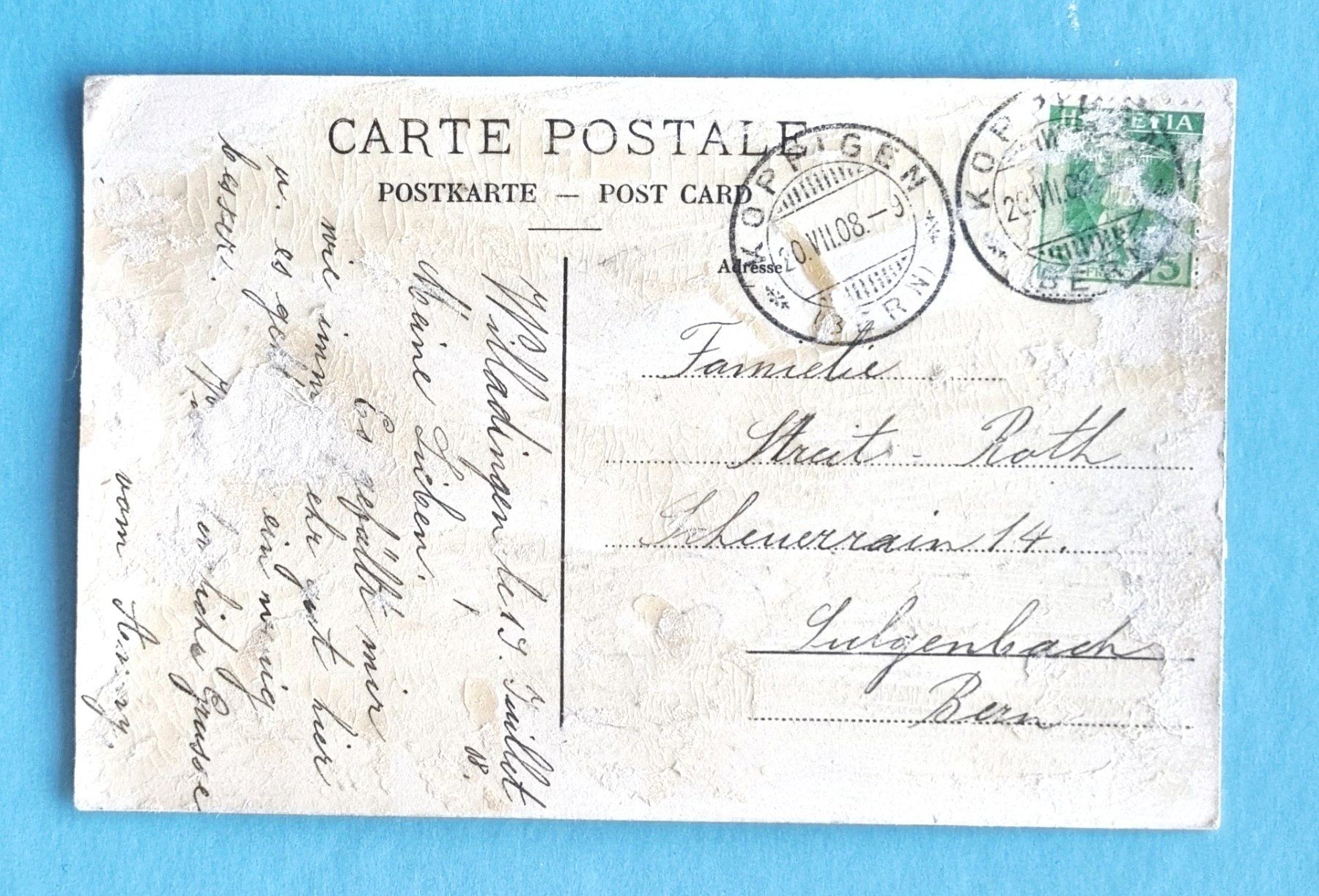 Cartoline postali: Koppigen - Dorfstrasse - Ochsengespann mit Heufuder - 1908 – Usato da Rothrist venduto da RROENK 1