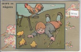 Oeufs de Paques - Fröhliche Ostern! - Präge-Litho