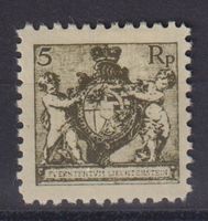 Liechtenstein 1921: Wappenmuster 5 Rp. - 48B - Kat. 100.-
