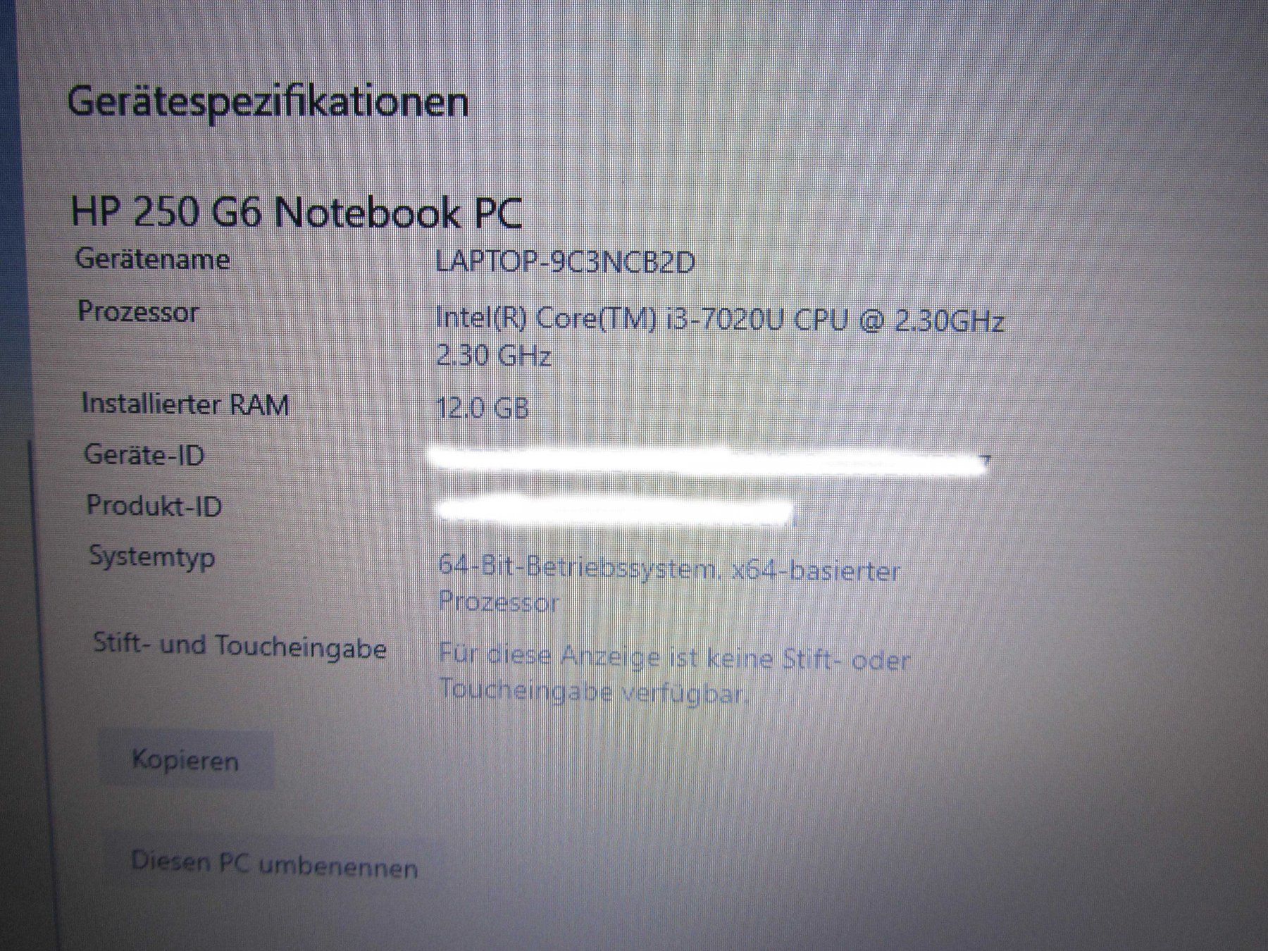 Hewlett Packard Portables: HP 250 G6 Notebook – D'occasion à moosseedorf par RTN10 1