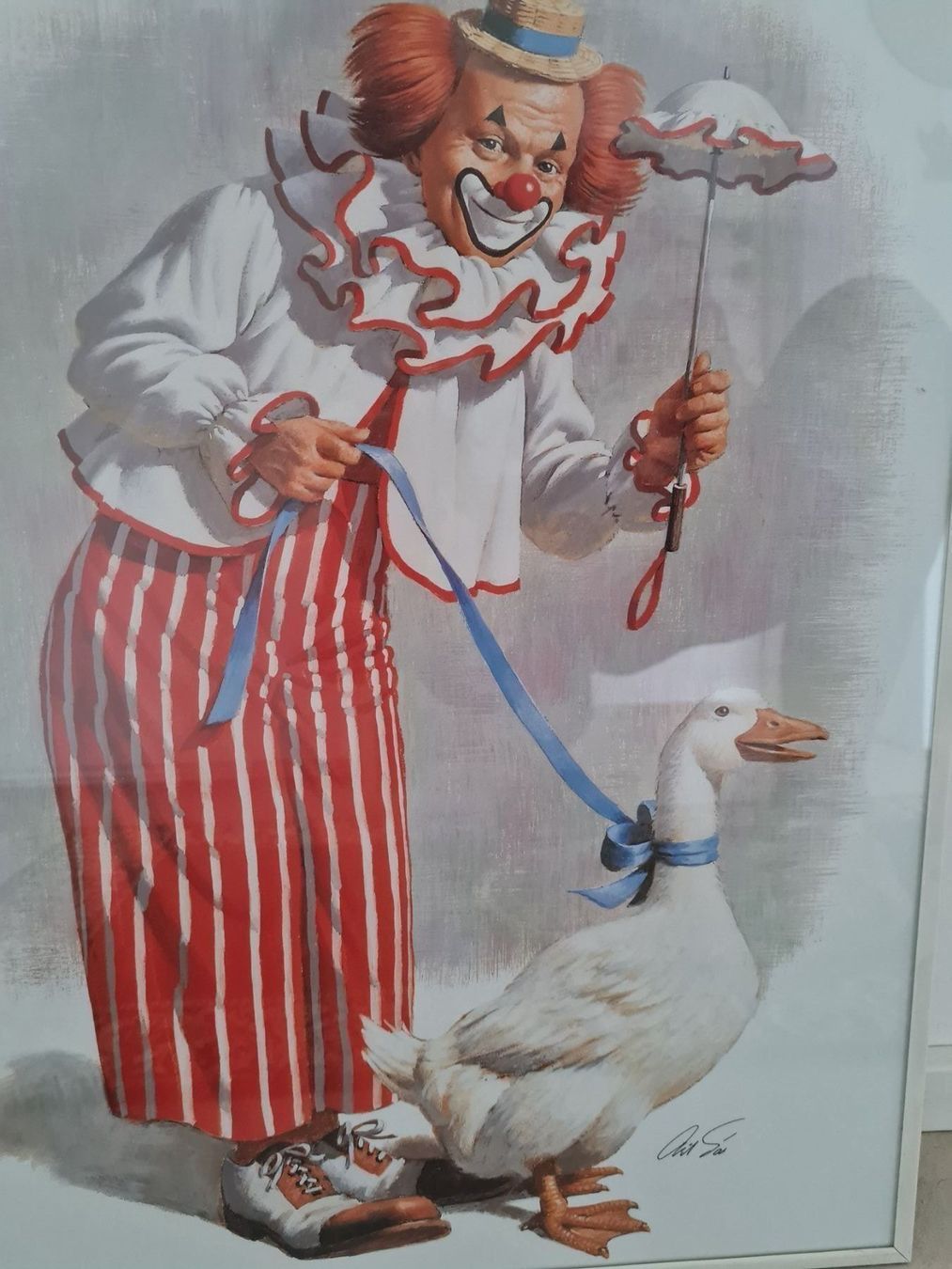 Posters & Illustrations: BILD LUSTIGER CLOWN MIT GANS – D'occasion à Steg im Tösstal par goldlionfree 3