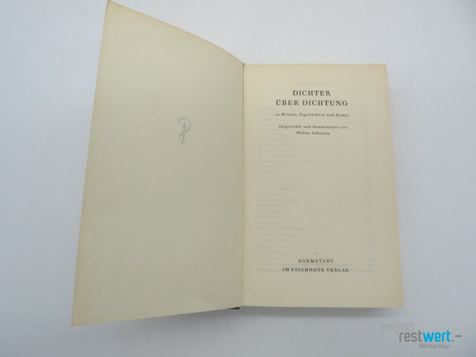 Livres: WALTER SCHMIELE - Dichter über Dichtung – D'occasion à Winterthur par Restwert_Winterthur 1