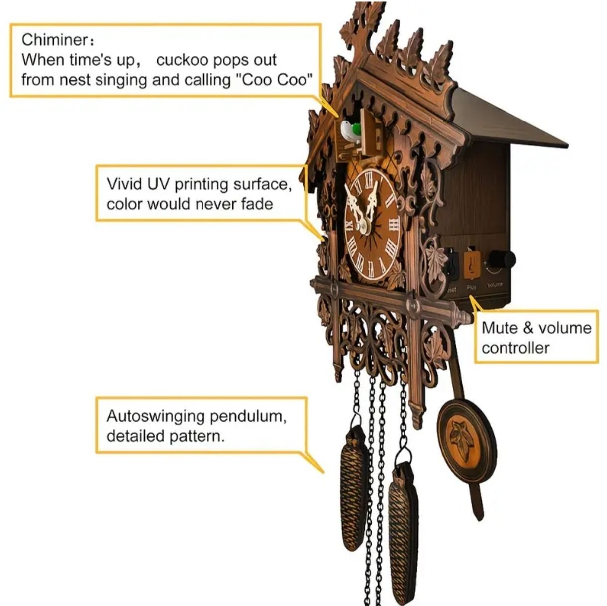 Orologi da terra & Orologi da parete: Kuckucksuhr im Schwarzwald-Stil – Nuovo e nell'imballaggio originale da Hochdorf venduto da b1.p 4