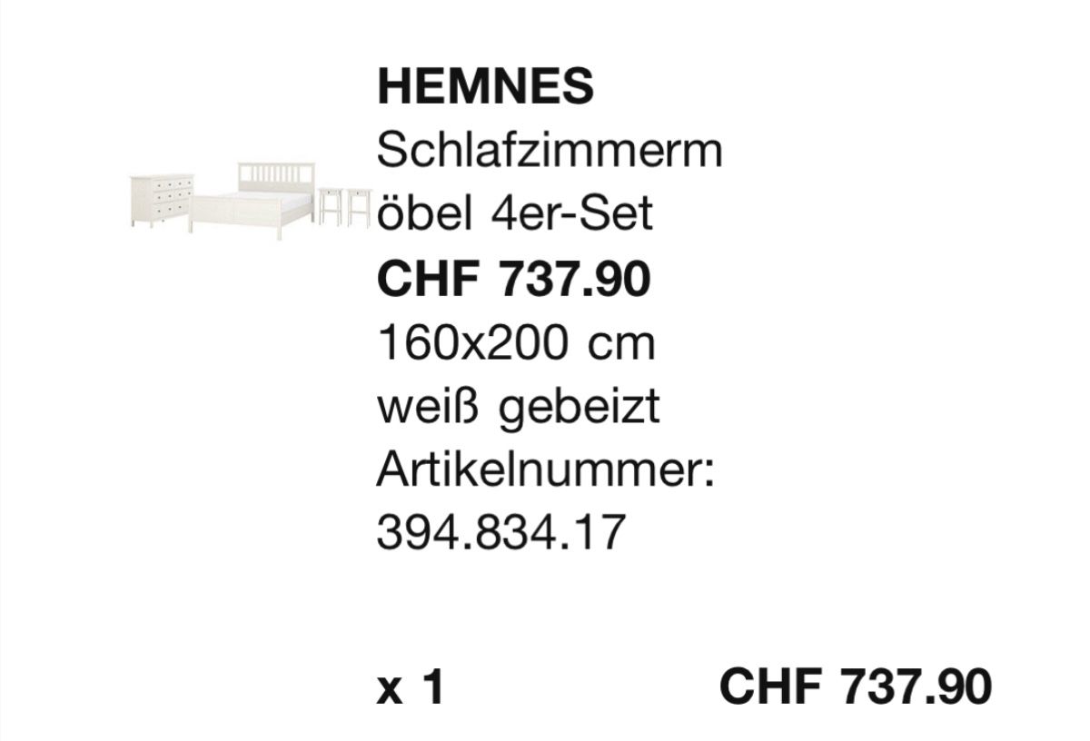 Letti: HEMNES Schlafzimmermöbel + Matratze – Nuovo (secondo la descrizione) da Fislisbach venduto da jelennn 2