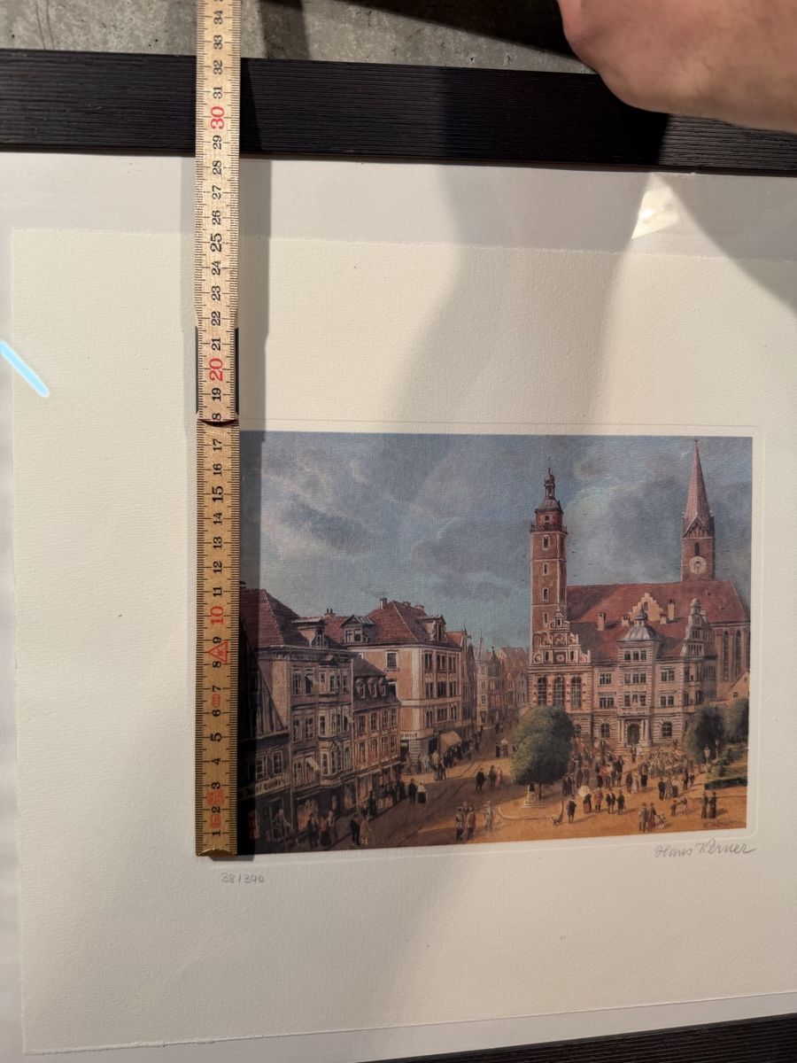 Dipinti: Hans Perner Print - Charming City Scene, Signed – Usato da Lausanne venduto da vas_cdb2 7