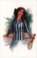 L 195 TENNIS FEMME - Illustrateur USABA Künstlerkarte 1920