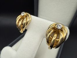 Goldfarbene Vintage-Ohrringe mit Strasssteinen