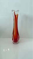 Vintage Vase rouge orange / Rote Retro Glasvase 1960