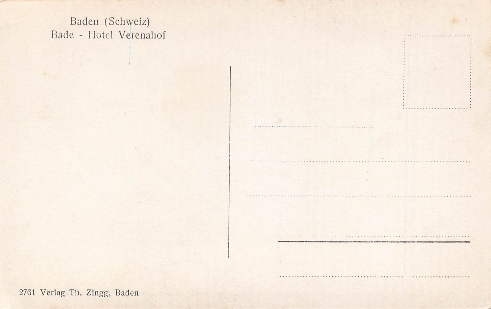 Cartoline postali: Baden AG Hotel Verena Hof – Usato da Biasca venduto da Blenio71 1