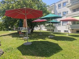 7 Glatz Sonnenschirm gross mit Fuss für den Sommer ☀️