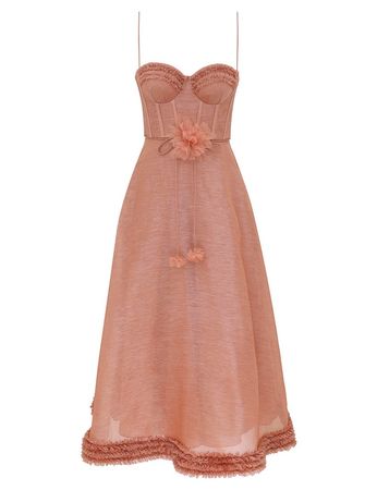 Elegant Bustier Silk Blend Midi Dress