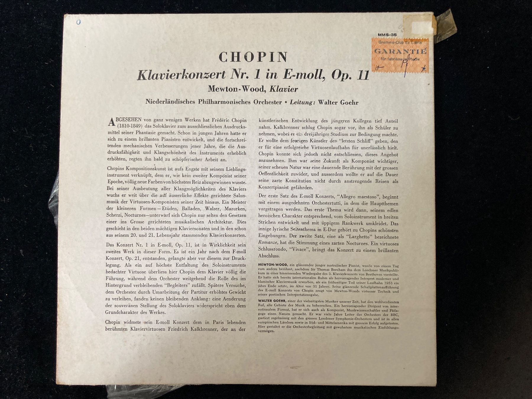 Dischi in vinile: Klavier-Konzert Nr. 1. CHOPIN – Usato da Zürich venduto da Chaeffeler 1